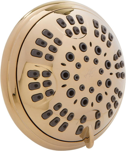 6 Function Luxury Shower Head - High Pressure Boosting, Adjustable Wall Mount, Bathroom Showerhead with Anti-Clog Nozzles for Low Flow Showers - 2.5 GPM - Polished Brass